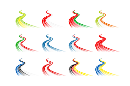 Collection of winding path flagsのイラスト素材