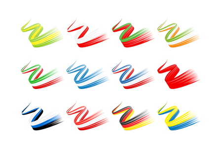 Collection of waving ribbon flagsのイラスト素材