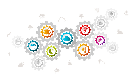 Weather concept illustration with icons and gear.のイラスト素材