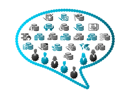 Cloud technology concept illustration with with human interaction and machine learningのイラスト素材