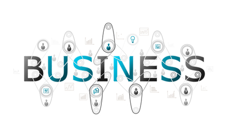 Business concept illustration with complex gear and people silhouettes with cogsのイラスト素材