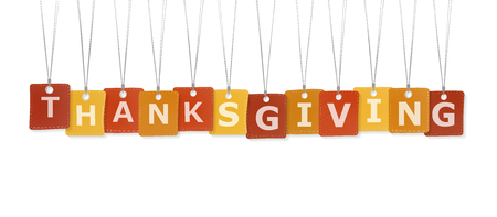 Thanksgiving text with labels isolated on white backgroundのイラスト素材