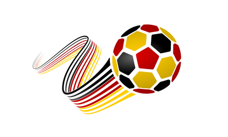 German soccer ball isolated on white background with winding ribbons on black, red and yellow colorsのイラスト素材