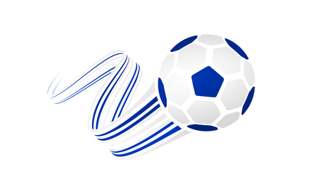 Israeli soccer ball isolated on white background with winding ribbons on blue, white and blue colorsのイラスト素材