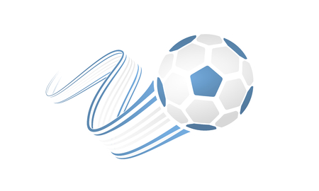 Argentina soccer ball isolated on white background with winding ribbons on blue and white colors.のイラスト素材