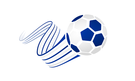 Uruguay soccer ball isolated on white background with winding ribbons on blue and white colors.のイラスト素材