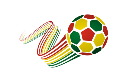 Bolivia soccer ball isolated on white background with winding ribbons on red, yellow and green colors.のイラスト素材