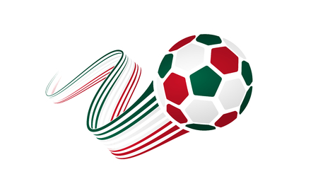 Mexican soccer ball isolated on white background with winding ribbons on green, white and red colorsのイラスト素材