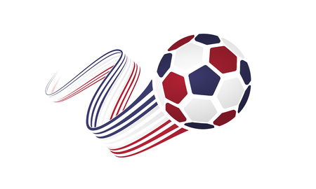 USA soccer ball isolated on white background with winding ribbons on blue, white and red colorsのイラスト素材