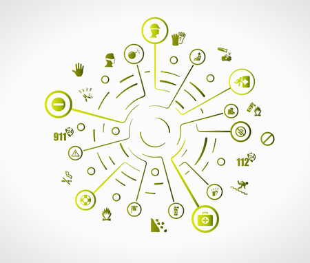 Safety concept illustration with green abstract gridのイラスト素材