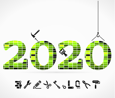 Build 2020 concept illustration with construction icons.のイラスト素材