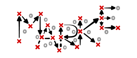 Brand strategy concept vector with red and grey marks on white tactic boardのイラスト素材