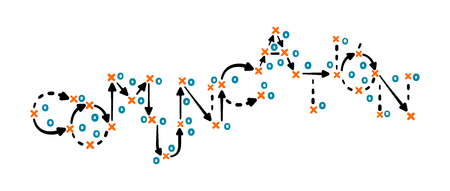 Communication strategy written in Spanish on tactic boardのイラスト素材