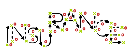 Insurance strategy concept vector with red and green marks on white tactic boardのイラスト素材