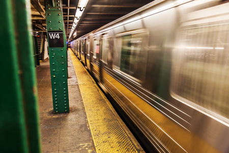picture with the subway in Manhattan, NYC, in motion blur