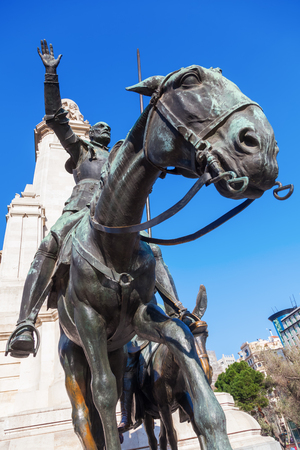 Bronze statue of Don Quixote and Sancho Panza in Madrid, Spainのeditorial素材
