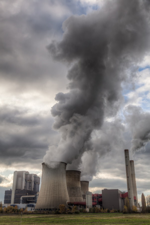picture processed with High Dynamic Range technique of a fossil-fuel power station in Weisweiler, North-Rhine-Westphalia, Germanyのeditorial素材
