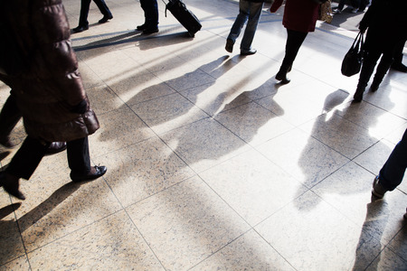 traveling people walking at the railway stationの写真素材