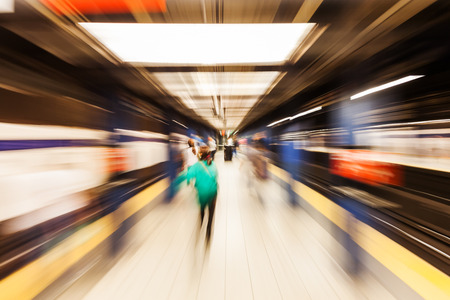 picture with creative zoom effect of a subway station in Manhattan, New York Cityの写真素材