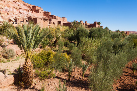 old mountain village of Ait-Ben-Haddou in the mountains of Moroccoの写真素材