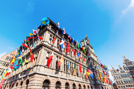 historic city hall in Antwerp, Belgiumの写真素材