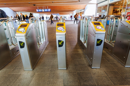 Arnhem, Netherlands - April 19, 2016: Arnhem Central railway station with unidentified people. After...