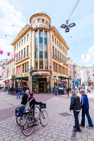 Arnhem, Netherlands - April 19, 2016: view of the city center of Arnhem with unidentified people. Arnhem is the capital of the province of Gelderland with a population of about 150,000のeditorial素材