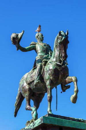 The Hague, Netherlands - April 20, 2016: equestrian statue of King William II at the Buitenhof. It is at this place since 1924, a precise replica of a statue in Luxembourg.のeditorial素材