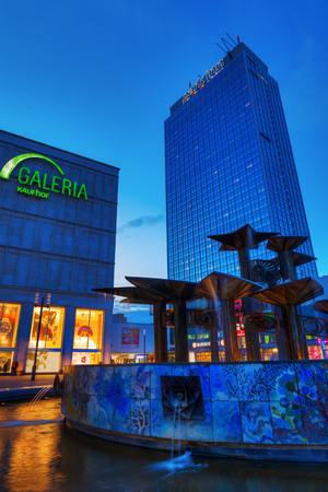Berlin, Germany - May 16, 2016: Alexanderplatz in Berlin with unidentified people at dusk. is a large public square and a major transport hub in the central Mitte district of Berlinのeditorial素材