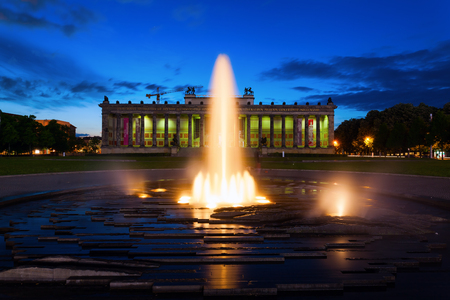 Berlin, Germany - May 16, 2016: night view of The Old Museum, that is a museum on Museum Island in Berlin, housing currently the antiquities collection of the Berlin State Museumsのeditorial素材