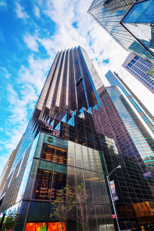 New York City, USA - October 07, 2016: Trump Tower at 5th Ave in Manhattan. It houses the primary penthouse condominium residence of Donald Trump and it is 58-story and 202 m highのeditorial素材