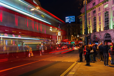London, UK - June 18, 2016: Piccadilly Circus in London at night. Its status as a major traffic junction has made Piccadilly Circus a busy meeting place and tourist attractionのeditorial素材