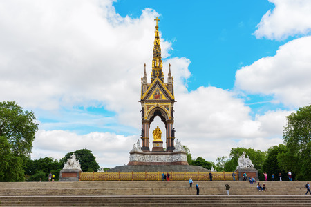 London, UK - June 21, 2016: Albert Memorial at Kensington Gardens in London with unidentified people. It is a memorial in memory of Prince Albert who died of typhoid in 1861のeditorial素材