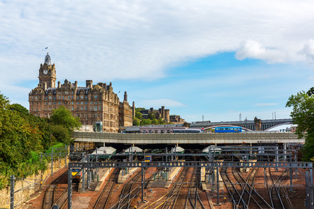 Waverly Station and Hotel Balmoral in Edinburgh, Scotlandのeditorial素材