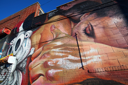 New York City, USA - October 10, 2015: mural art in Bushwick, Brooklyn. Bushwick is one of NYC's major street art hubs, with at outdoor art gallery known as the Bushwick Collectiveのeditorial素材