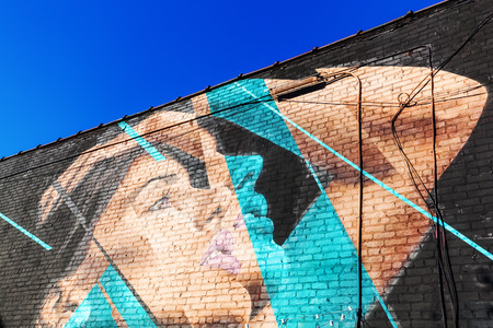 New York City, USA - October 10, 2015: mural art in Bushwick, Brooklyn. Bushwick is one of NYC's major street art hubs, with at outdoor art gallery known as the Bushwick Collectiveのeditorial素材