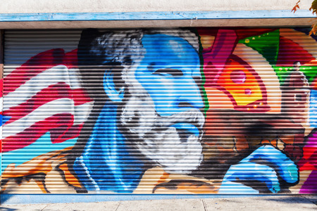 New York City, USA - October 10, 2015: mural art in Bushwick, Brooklyn. Bushwick is one of NYC's major street art hubs, with at outdoor art gallery known as the Bushwick Collectiveのeditorial素材