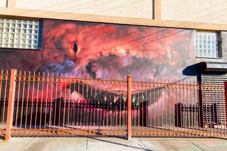 New York City, USA - October 10, 2015: mural art in Bushwick, Brooklyn. Bushwick is one of NYC's major street art hubs, with at outdoor art gallery known as the Bushwick Collectiveのeditorial素材
