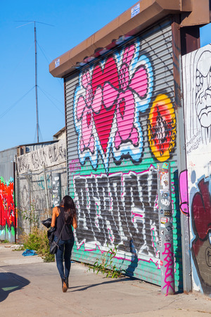 New York City, USA - October 10, 2015: mural art in Bushwick, Brooklyn. Bushwick is one of NYC's major street art hubs, with at outdoor art gallery known as the Bushwick Collectiveのeditorial素材