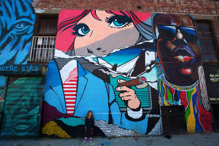 New York City, USA - October 10, 2015: mural art in Bushwick, Brooklyn. Bushwick is one of NYC's...