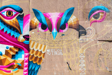 New York City, USA - October 10, 2015: mural art in Bushwick, Brooklyn. Bushwick is one of NYC's major street art hubs, with at outdoor art gallery known as the Bushwick Collectiveのeditorial素材