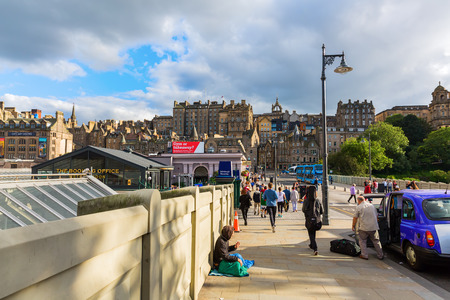 Edinburgh, Scotland - September 10, 2016: entrance of the Waverly Station with unidentified people. Its the main railway station in Edinburgh and the second-largest main line railway station in the UKのeditorial素材