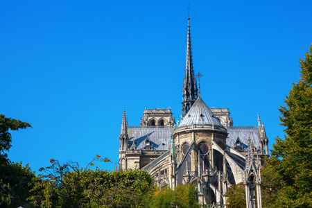 world famous cathedral Notre Dame de Paris in Paris, Franceの写真素材