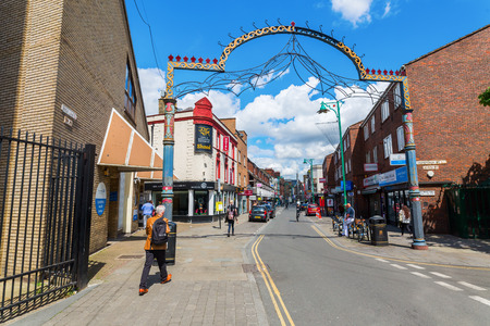 London, UK - June 15, 2016: Brick Lane with unidentified people. Brick Lane is a street in Tower Hamlets and it is the heart of the citys Bangladeshi-Sylheti community with many curry houses.のeditorial素材