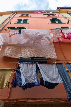 laundry at a typical old house in an Italian townの写真素材