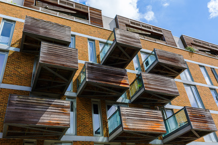 London, UK - June 15, 2016: modern residential blocks in Southwark, London. London is the most populous city in the EU and one of the most important cultural, finance and trade cities of the world.のeditorial素材
