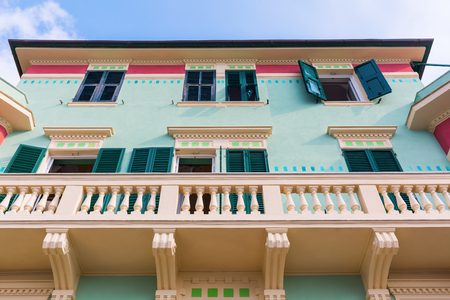 picturesque building in Monterosso al Mare, Cinque Terre, Italyの写真素材