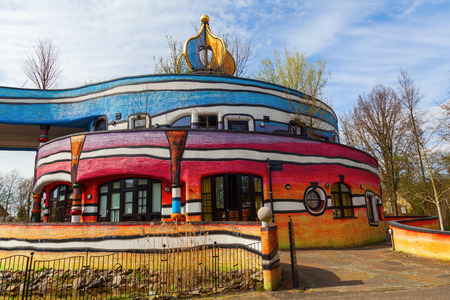 Valkenburg, Netherlands - April 04, 2016: Ronald McDonald House, designed by Friedensreich Hundertwasser. The foundation cares about seriously ill children and their parentsのeditorial素材