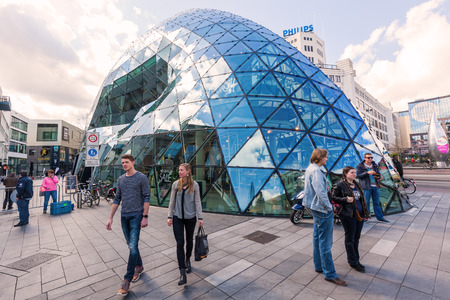 Eindhoven, Netherlands - April 12, 2016: modern architecture in the city of Eindhoven. With about 225,000 inhabitants its the 5th-largest municipality of Netherlands and largest of North Brabantのeditorial素材