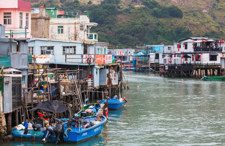 Tai O, Hong Kong - March 13, 2017: typical stilt houses in Tai O. Tai O is a popular traditional fishing village on Lantau Island famous for its unique stilt housesのeditorial素材